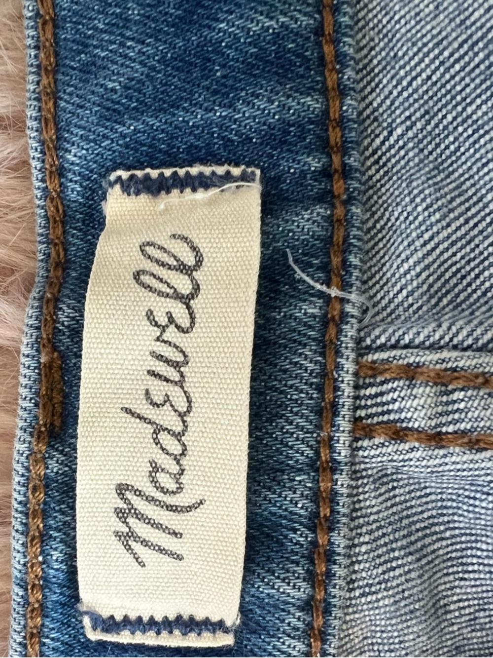 Madewell Medium Blue Cropped Raw-Hem Straight Jeans - Picture 3 of 4